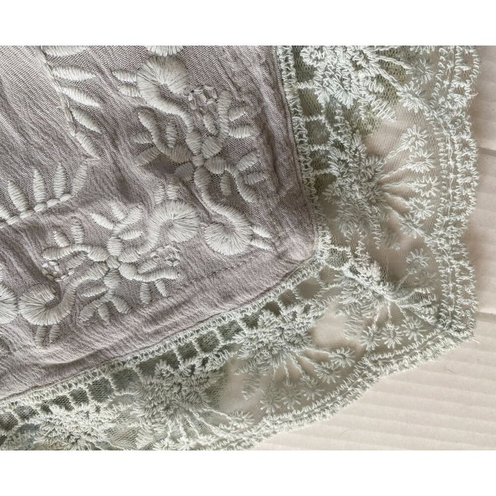 Sundance Embroidered Cardigan M Gray Boho Open Front Lace Trim Festival Party - Picture 11 of 11